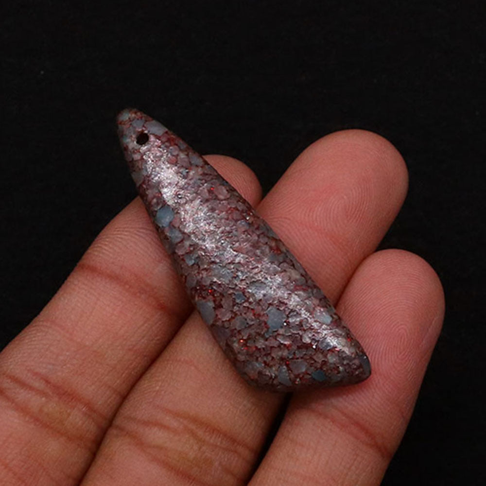 Irregular Natural Stone Pendant With Dyed Turquoise Inlay Featuring Emperor Stone Accent