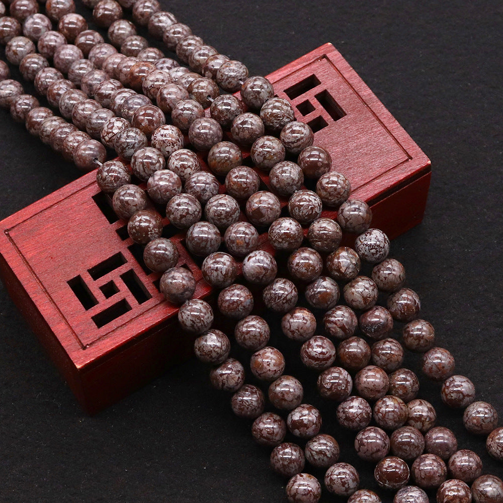 Handmade Round Natural Stone Beads With Stone Texture, Diameter 4mm, Baroque Style For Jewelry Making