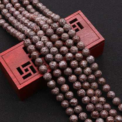 Handmade Round Natural Stone Beads With Stone Texture, Diameter 4mm, Baroque Style For Jewelry Making
