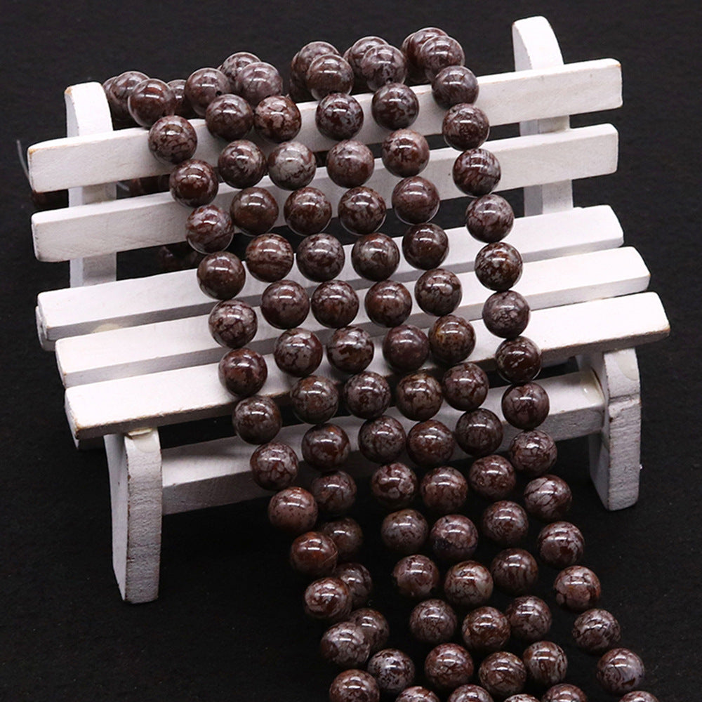 Handmade Round Natural Stone Beads With Stone Texture, Diameter 4mm, Baroque Style For Jewelry Making