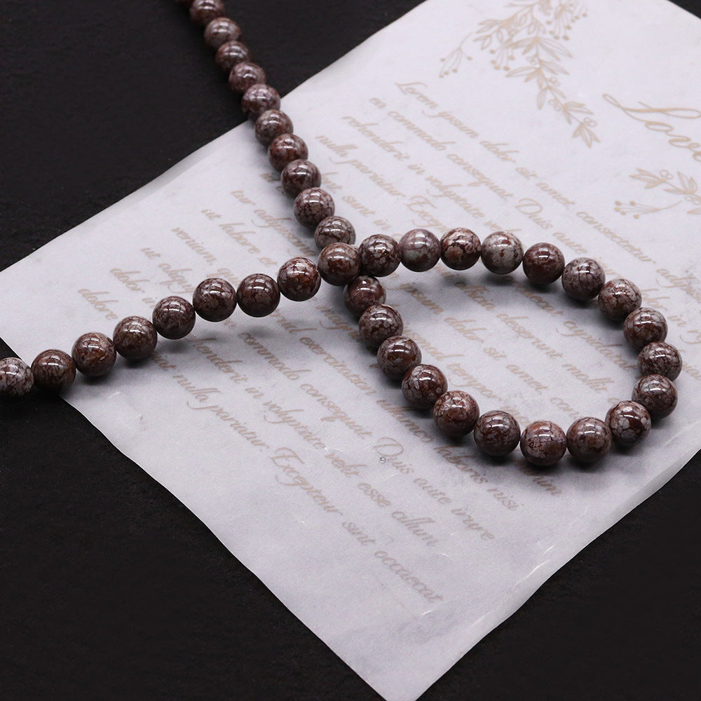 Handmade Round Natural Stone Beads With Stone Texture, Diameter 4mm, Baroque Style For Jewelry Making