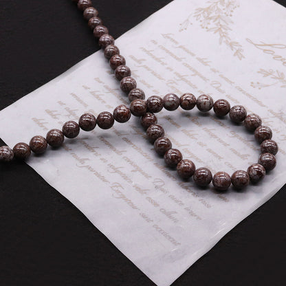 Handmade Round Natural Stone Beads With Stone Texture, Diameter 4mm, Baroque Style For Jewelry Making
