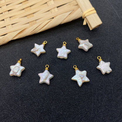Pentagram Pendant Featuring Polished Freshwater Pearl Inlay, Natural Jewelry Accessory