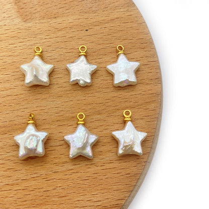 Pentagram Pendant Featuring Polished Freshwater Pearl Inlay, Natural Jewelry Accessory