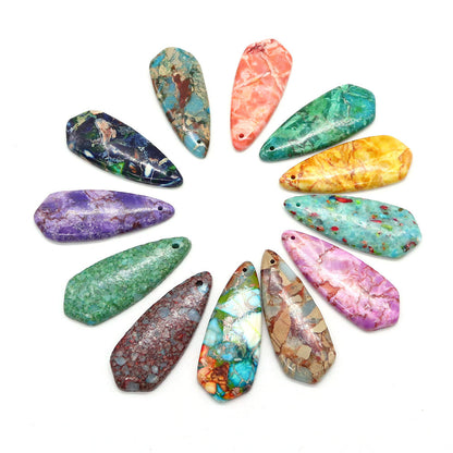 Water Droplets Turquoise Pendant With Polished Stone Texture Featuring Dyed Emperor Stone