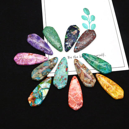 Water Droplets Turquoise Pendant With Polished Stone Texture Featuring Dyed Emperor Stone