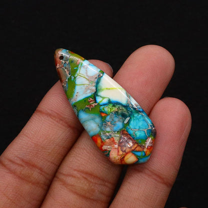 Water Droplets Turquoise Pendant With Polished Stone Texture Featuring Dyed Emperor Stone