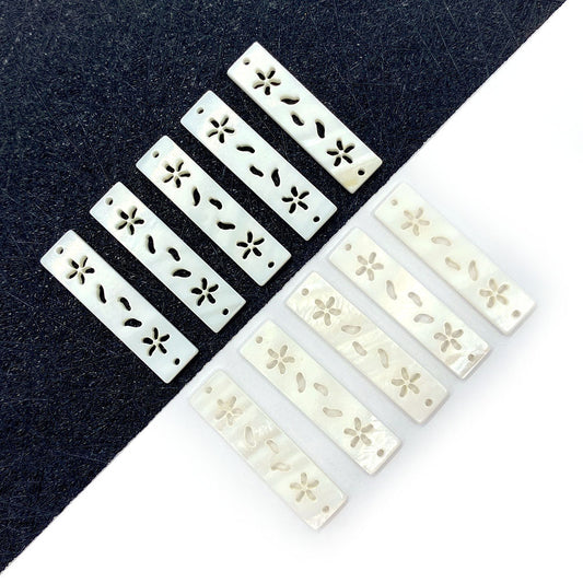 100 PCS Natural White Shell Pendants For Jewelry Making, Featuring Carving Craft