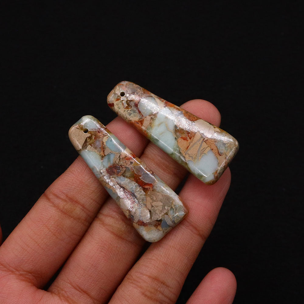Polished Turquoise Pendant With Turquoise Inlay Featuring Dyed Emperor Stone In Synthesis Material
