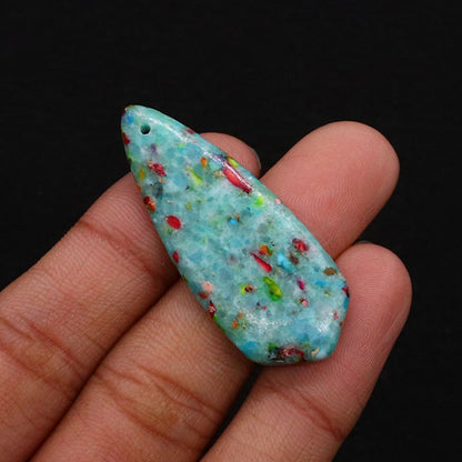 Water Droplets Turquoise Pendant With Polished Stone Texture Featuring Dyed Emperor Stone
