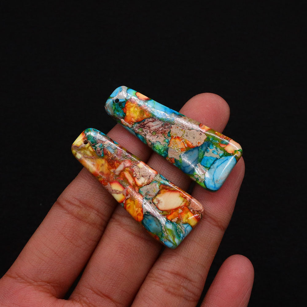 Polished Turquoise Pendant With Turquoise Inlay Featuring Dyed Emperor Stone In Synthesis Material