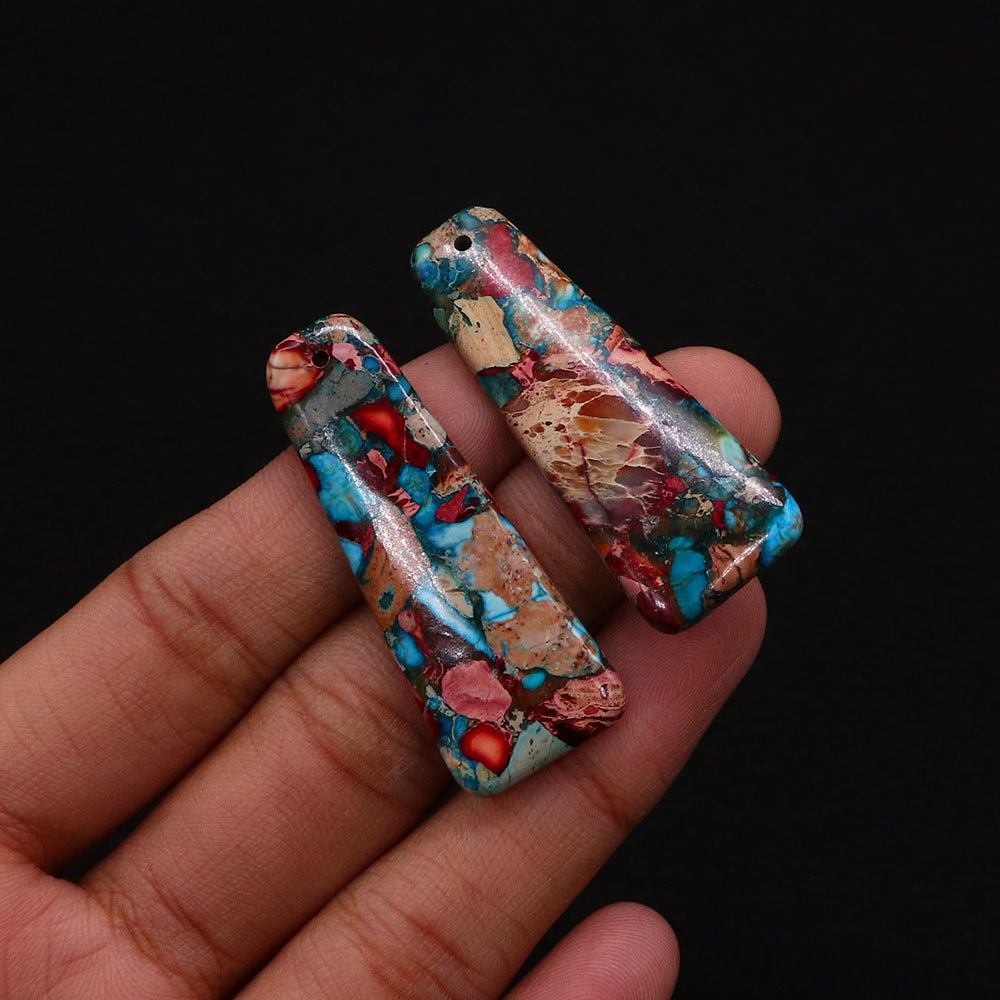Polished Turquoise Pendant With Turquoise Inlay Featuring Dyed Emperor Stone In Synthesis Material