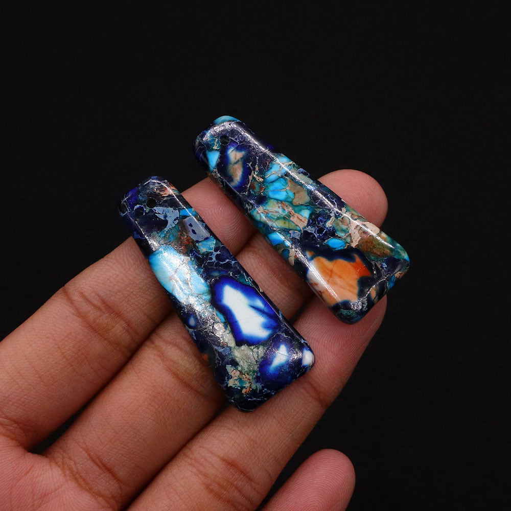 Polished Turquoise Pendant With Turquoise Inlay Featuring Dyed Emperor Stone In Synthesis Material