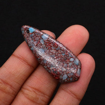 Water Droplets Turquoise Pendant With Polished Stone Texture Featuring Dyed Emperor Stone