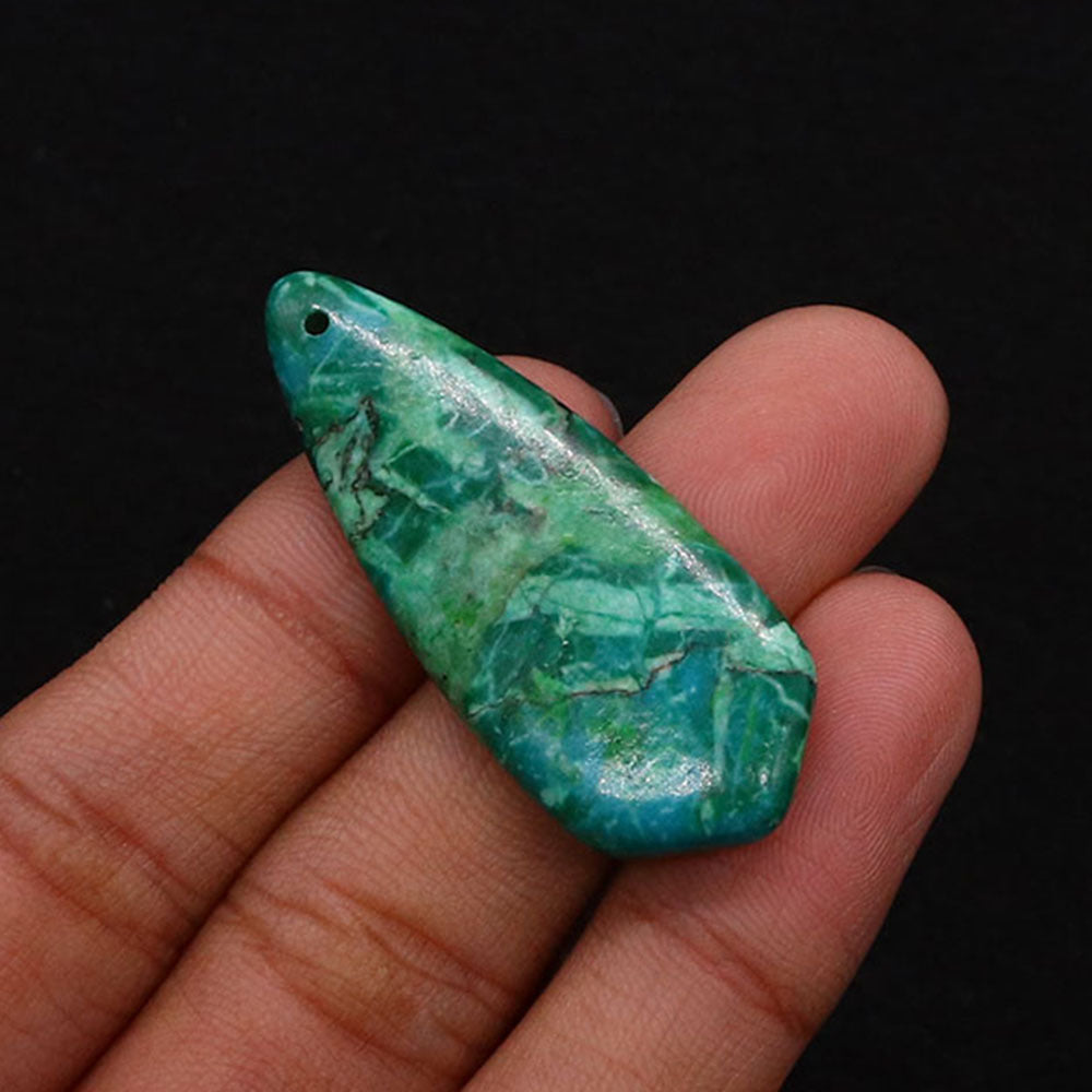 Water Droplets Turquoise Pendant With Polished Stone Texture Featuring Dyed Emperor Stone