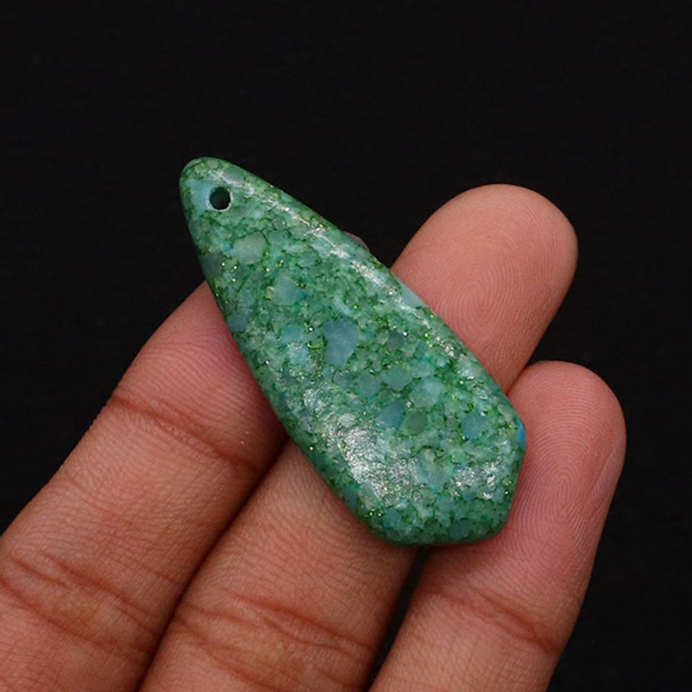 Water Droplets Turquoise Pendant With Polished Stone Texture Featuring Dyed Emperor Stone