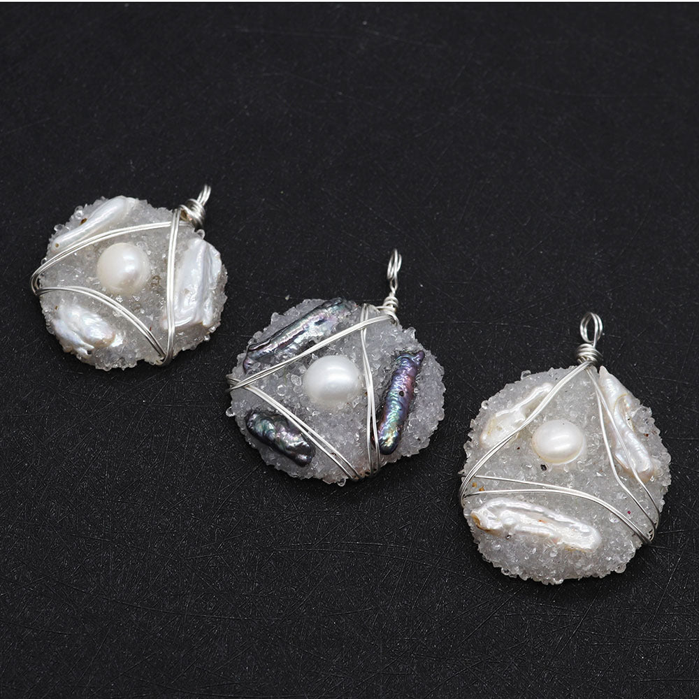 Natural Freshwater Pearl Pendant With Irregular Design And Inlay, Elegant Jewelry Accessory