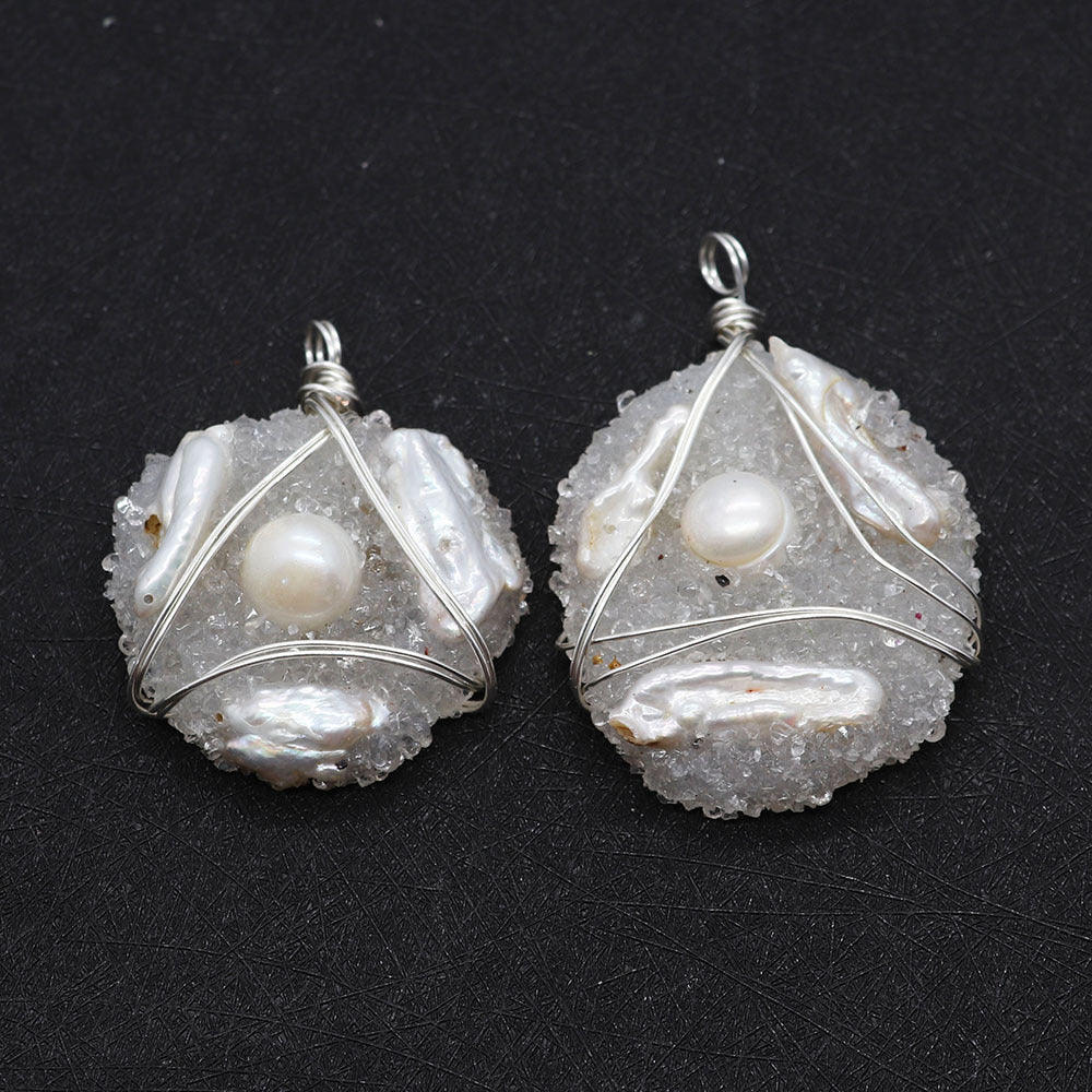 Natural Freshwater Pearl Pendant With Irregular Design And Inlay, Elegant Jewelry Accessory