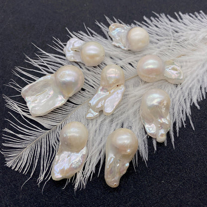 Natural Freshwater Pearl Beads In Irregular Baroque Style With Center-Drilled Design For Jewelry Making