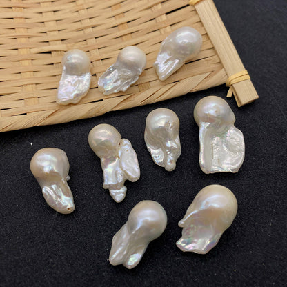 Natural Freshwater Pearl Beads In Irregular Baroque Style With Center-Drilled Design For Jewelry Making
