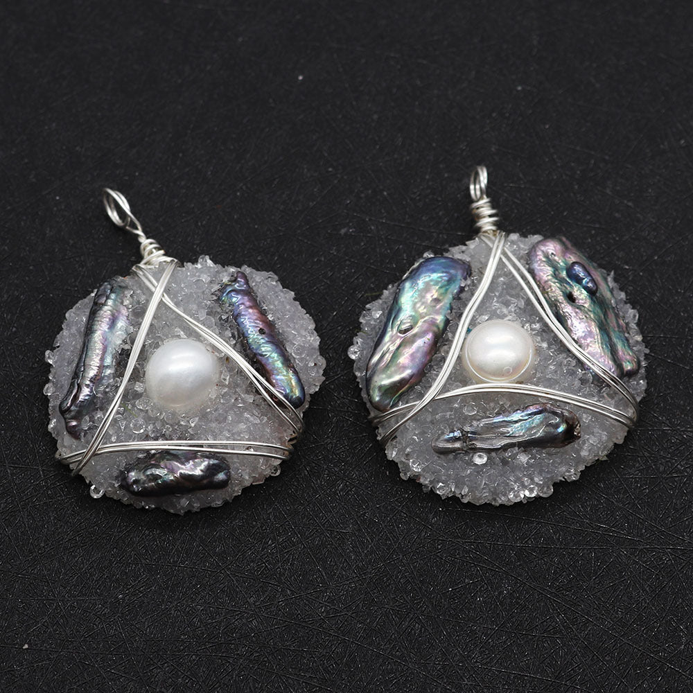 Natural Freshwater Pearl Pendant With Irregular Design And Inlay, Elegant Jewelry Accessory