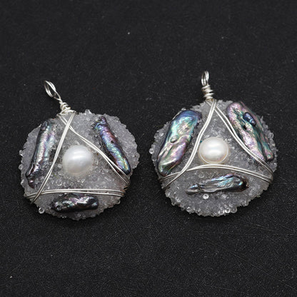 Natural Freshwater Pearl Pendant With Irregular Design And Inlay, Elegant Jewelry Accessory