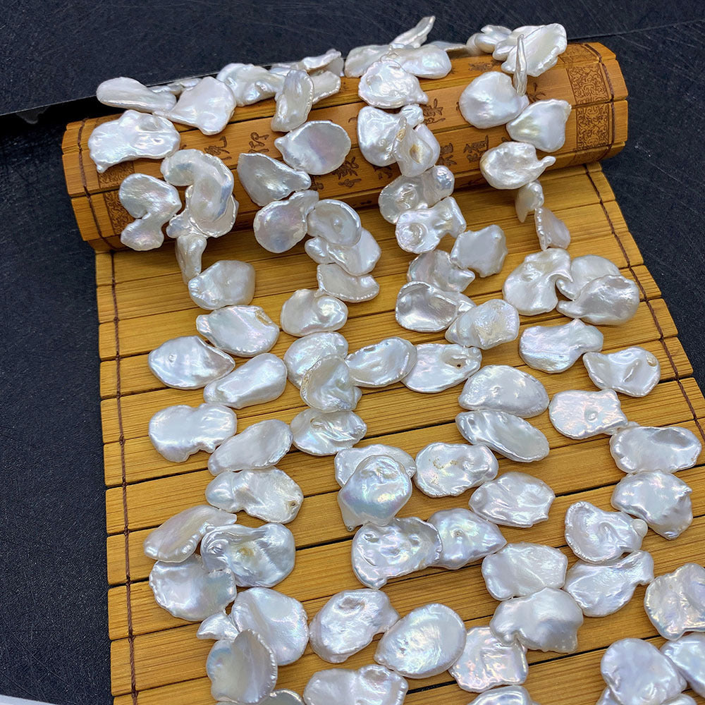 Freshwater Pearl Beads With Baroque Pearl Inlay Featuring Irregular Craftsmanship In White, Top Drilled For Jewelry Making