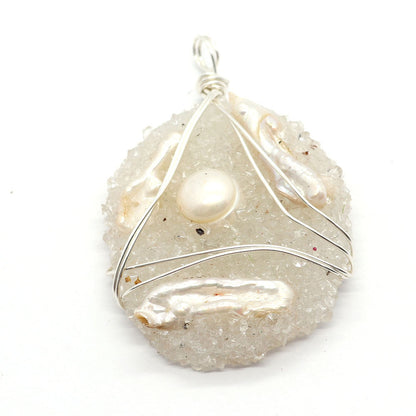 Natural Freshwater Pearl Pendant With Irregular Design And Inlay, Elegant Jewelry Accessory