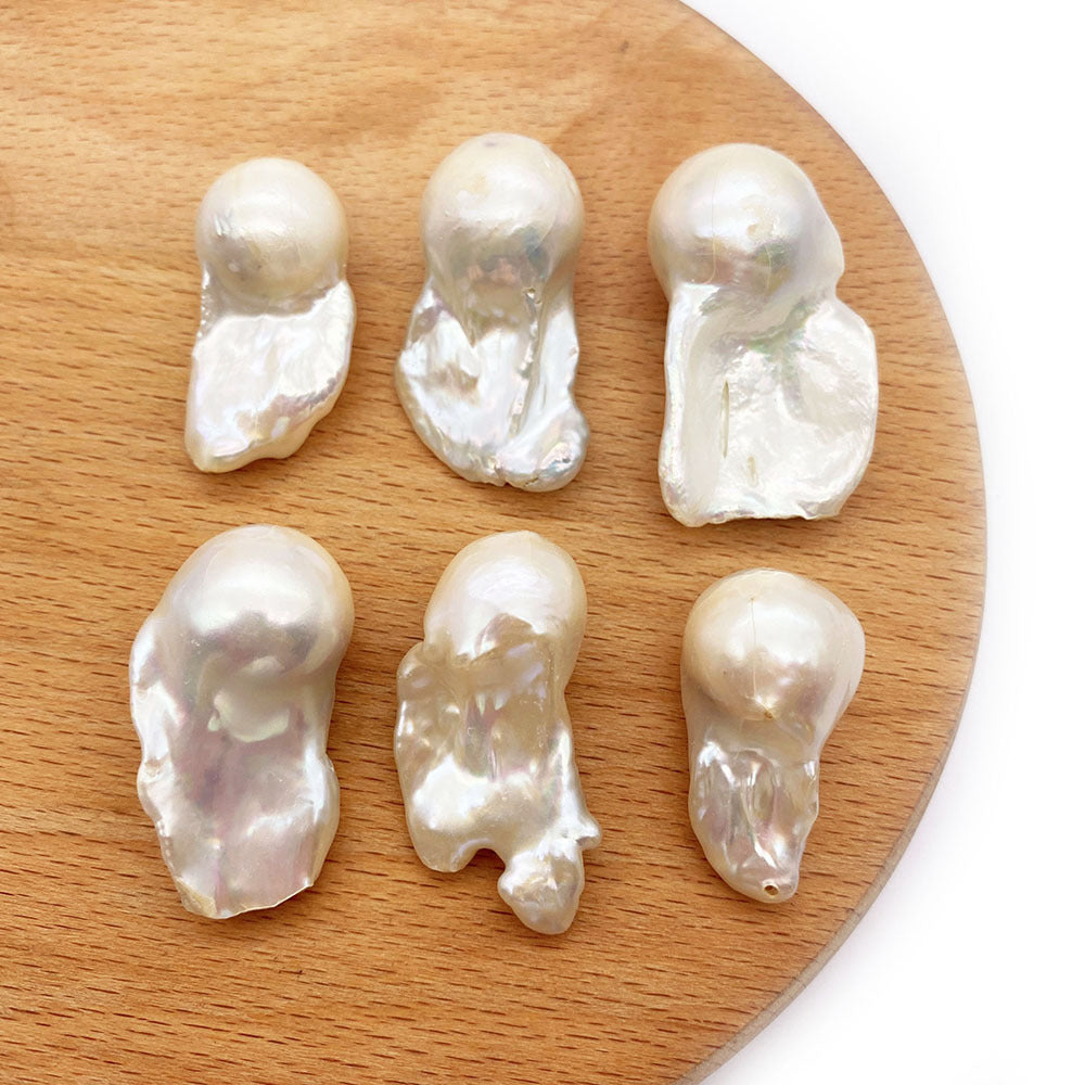 Natural Freshwater Pearl Beads In Irregular Baroque Style With Center-Drilled Design For Jewelry Making