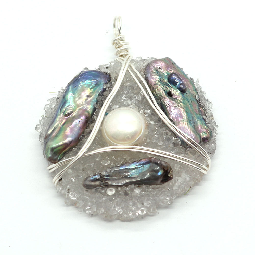 Natural Freshwater Pearl Pendant With Irregular Design And Inlay, Elegant Jewelry Accessory