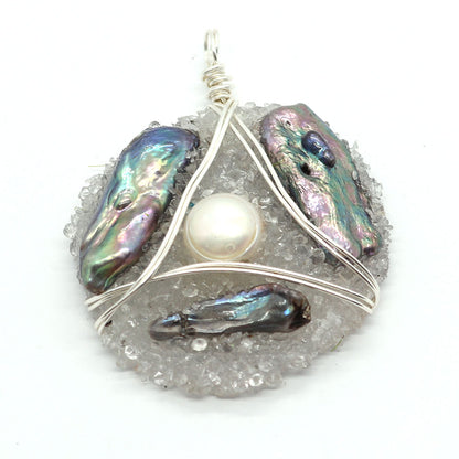 Natural Freshwater Pearl Pendant With Irregular Design And Inlay, Elegant Jewelry Accessory