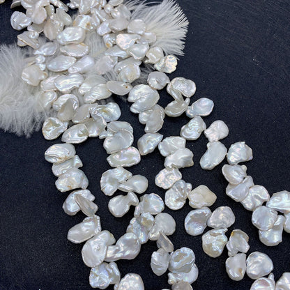 Freshwater Pearl Beads With Baroque Pearl Inlay Featuring Irregular Craftsmanship In White, Top Drilled For Jewelry Making