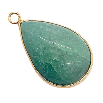 Water Droplets Pendant In Natural Stone With Aventurine Inlay, Green Pastoral Jewelry Accessory
