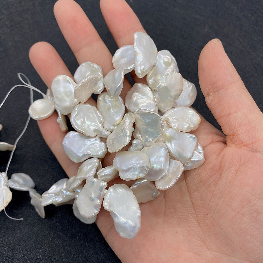 Freshwater Pearl Beads With Baroque Pearl Inlay Featuring Irregular Craftsmanship In White, Top Drilled For Jewelry Making
