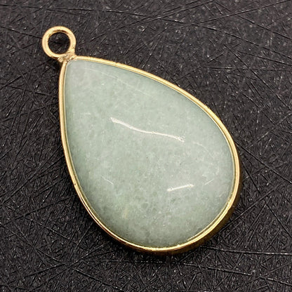 Water Droplets Pendant In Natural Stone With Aventurine Inlay, Green Pastoral Jewelry Accessory