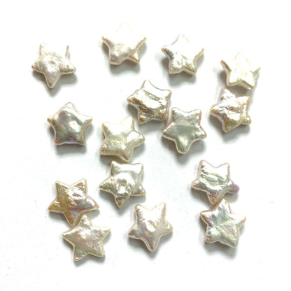 Polished Freshwater Pearl Pentagram Beads In White Featuring Baroque Style With Undrilled Design