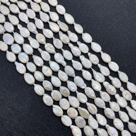 Oval Freshwater Pearl Beads With Irregular Baroque Pearl Inlay, Center-Drilled Natural Loose Beads For Jewelry Making