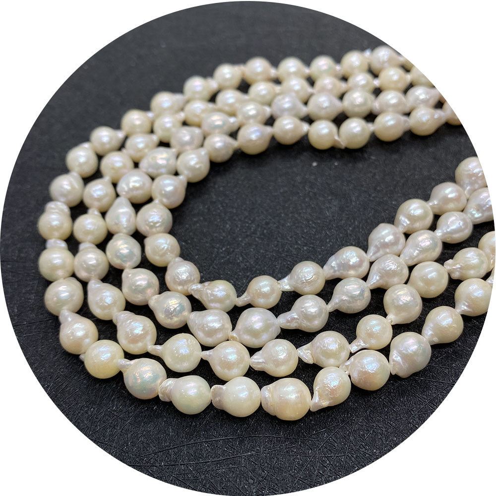 Polished Freshwater Pearl Beads With 8mm Diameter Featuring Baroque Pearl Inlay In White