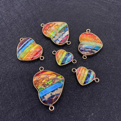 Heart Shape Natural Stone Pendant With Turquoise Inlay Featuring Bezel Setting And Stone Texture Finish In Bohemian Style
