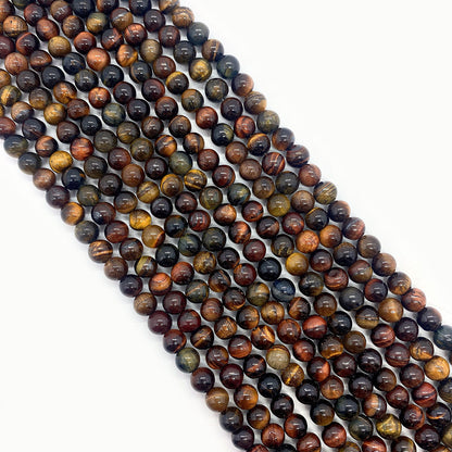 Polished Natural Stone Ball Beads With Tiger Eye Inlay, Diameter 6 Mm, Available In Colour
