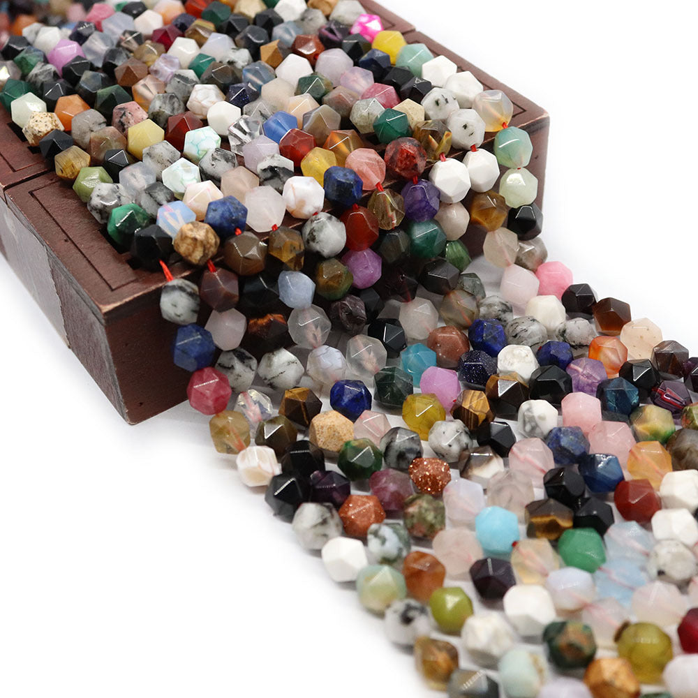 Round Natural Stone Beads With Crystal Inlay, Diameter 6 Mm, Featuring Cutting Craftsmanship For Jewelry Making