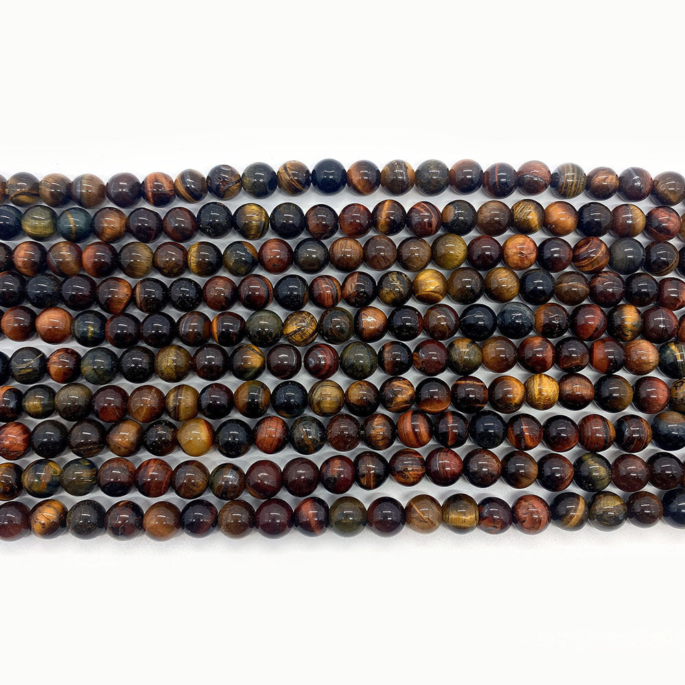 Polished Natural Stone Ball Beads With Tiger Eye Inlay, Diameter 6 Mm, Available In Colour