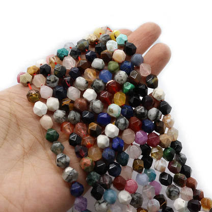 Round Natural Stone Beads With Crystal Inlay, Diameter 6 Mm, Featuring Cutting Craftsmanship For Jewelry Making