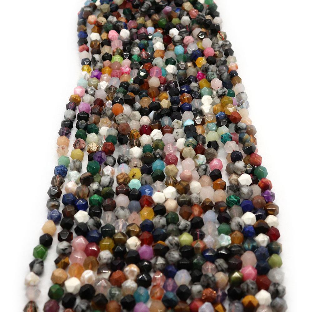 Round Natural Stone Beads With Crystal Inlay, Diameter 6 Mm, Featuring Cutting Craftsmanship For Jewelry Making