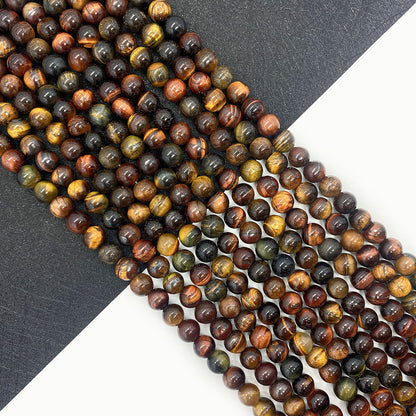 Polished Natural Stone Ball Beads With Tiger Eye Inlay, Diameter 6 Mm, Available In Colour