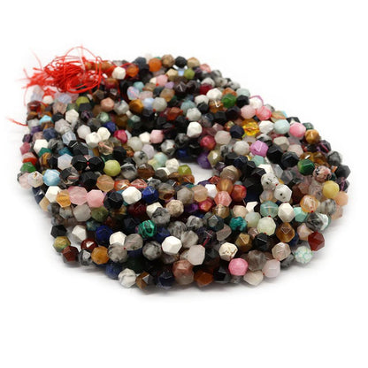 Round Natural Stone Beads With Crystal Inlay, Diameter 6 Mm, Featuring Cutting Craftsmanship For Jewelry Making