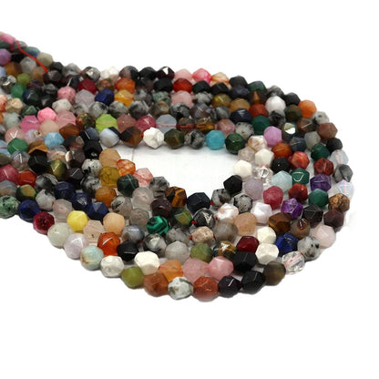 Round Natural Stone Beads With Crystal Inlay, Diameter 6 Mm, Featuring Cutting Craftsmanship For Jewelry Making