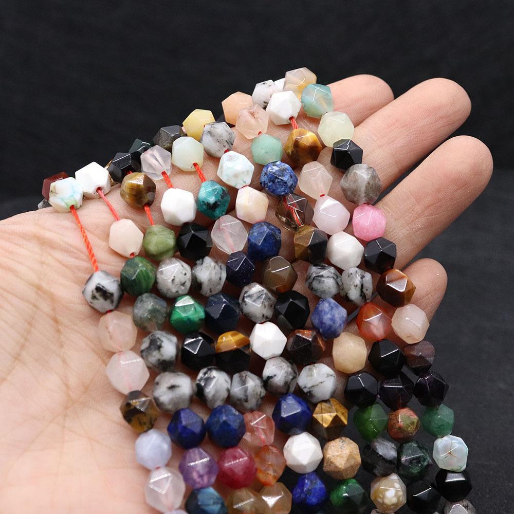 Round Natural Stone Beads With Crystal Inlay, Diameter 6 Mm, Featuring Cutting Craftsmanship For Jewelry Making