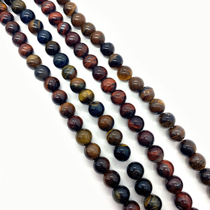 Polished Natural Stone Ball Beads With Tiger Eye Inlay, Diameter 6 Mm, Available In Colour