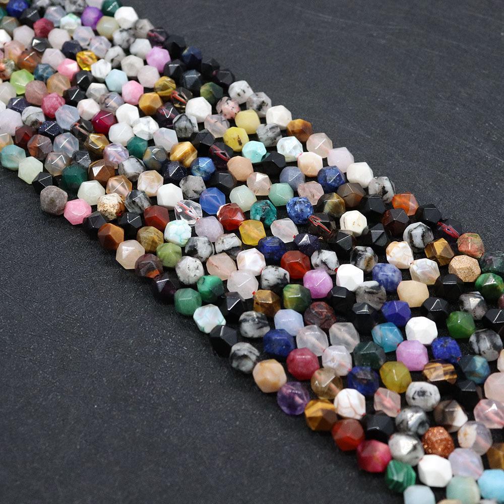 Round Natural Stone Beads With Crystal Inlay, Diameter 6 Mm, Featuring Cutting Craftsmanship For Jewelry Making